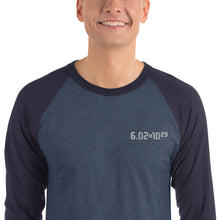 Load image into Gallery viewer, Avogadros - Embroidered 3/4 Sleeve Raglan Shirt